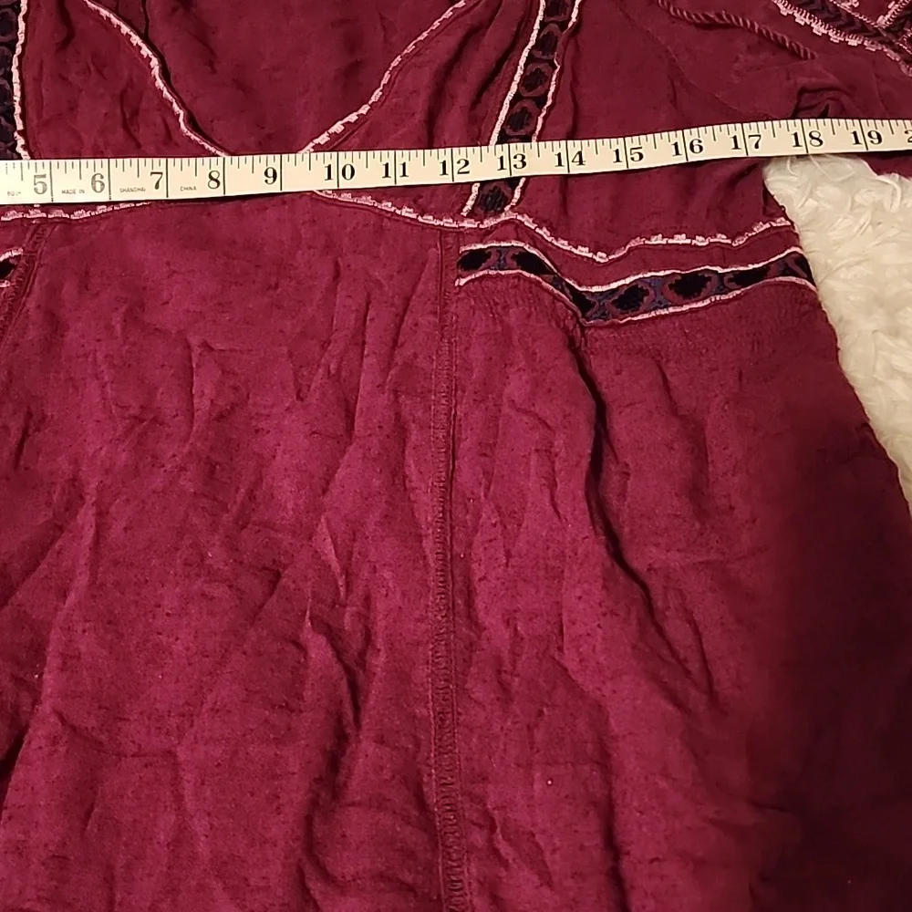Free People Bohemian Burgundy Embroidered Dress